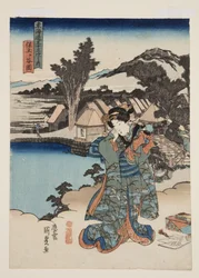 Widok Hodogaya (Hodogaya zu) (kolorowy drzeworyt)