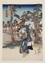 Widok Yoshiwary (Yoshiwara zu) (kolorowy drzeworyt)