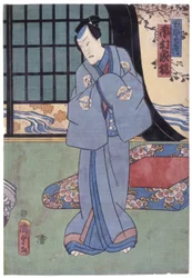 Ichimura Kakitsu Iv w roli Sonobe Saemona (drzeworyt kolorowy)
