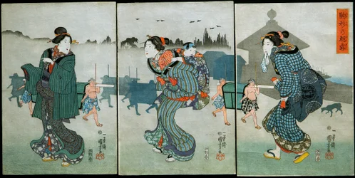 Poranna mgła w Komagata (Komagata no asagiri): Rozrywki czterech pór roku (Shiki yūkan), c.1846