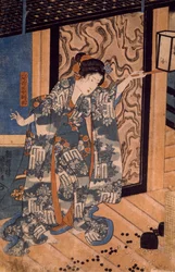 Nareginu, mistrz Zen z ręki Dow gh Mikawy r, autorstwa Kuniyoshi Utagawa