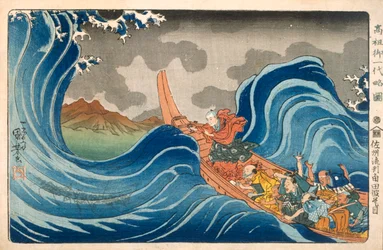 Nichiren uspokaja burzę, ok. 1830.
