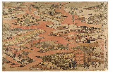 Osiem widoków Edo, ok. 1770-1780 (drewnodruk na papierze)