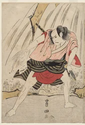 Kataoka Nizaemon VII i Ichikawa Yaozo III w konfrontacji przy wodospadzie