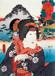 Portret aktu teatralnego Kabuki, Ukiyo Art Print autorstwa Utagawa Toyokuni (1769-1825) Hmm, Edo Perio d