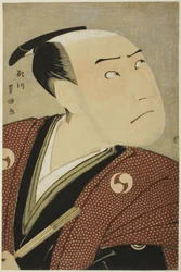 Aktor Sawamura Sojuro III jako Oboshi Yuranosuke w sztuce „Edo no Hana Ako no Shiogama”, wystawiony w teatrze Kiri w czwartym miesiącu 1796