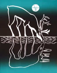 Drinking Caribou, 2018 (tusz na papierze)