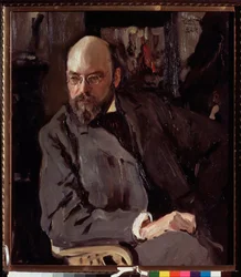 Portret artysty Ilya (Ilia) Ostroukhov (1858-1939). Obraz Valentina Aleksandrowicza Sierowa (1865-1911), olej na płótnie
