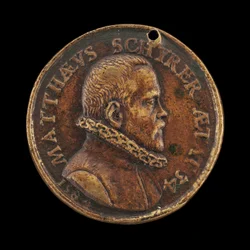 Matthaus Schyrer, ur. 1550, drukarz [awers], 1584.