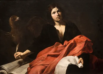 Święty Jan Ewangelista przez Valentina de Boullogne (1591-1632). olej na płótnie
