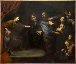 Uznanie niewinności Suzanne lub sąd Daniela — Niewinność Zuzanny albo sąd Daniela — Valentin de Boullogne (1591-1632). olej na płótnie