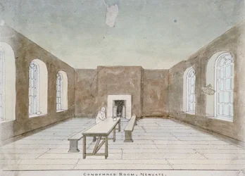Wnętrze skazańca w więzieniu Newgate, Old Bailey, City of London, 1810