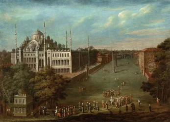 Procesja Wielkiego Wezyra na Placu Hipodromu z Meczetem Sułtana Ahmeda, 1737