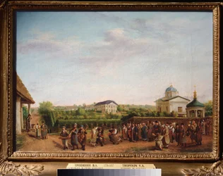 Noce dans le village de Kukavka (Ukraina) (Wesele w wiosce Kukavka) - Obraz Wasilija Andriejewicza Tropinina (Vassili Tropinin) (1776-1857), olej na płótnie, ok. 1810, sztuka rosyjska