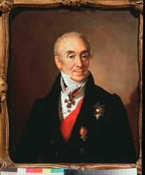 Portret Siergieja Kushnikowa (1767-1839), rosyjskiego polityka - Portret Siergieja Kushnikowa - Obraz Wasilija Andreyevicha Tropinina (Vassili Tropinin) (1776-1857), olej na płótnie