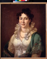 Portret księżniczki Izabeli de Conti (Portret księżniczki Izabeli de Conti) - Obraz Wasilija Andreyevicha Tropinina (Vassili Tropinine) (1776-1857), olej na płótnie, ok. 1810 - XIX-wieczna sztuka rosyjska - Muzeum zbiorów prywatnych w Puszkinie Mu