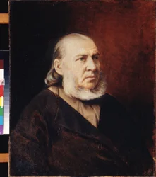 Portret pisarza Siergieja Timofiejewicza Aksakowa (1791-1859). Obraz Wasilija (Vasili) Grigorievicha Perova (1834-1882), olej na płótnie. Sztuka rosyjska