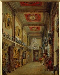 Biblioteka Pałacu Jusupowa (Pałac Moika) w Sankt Petersburgu. (Biblioteka w Pałacu Jusupowa w Petersburgu). Praca Wasilija Siemionowicza Sadovnikova (1800-1879), akwarela na papierze