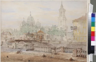 Most Wozniesieński nad Kanałem Katarzyny – Sadovnikov, Wasilij Siemionowicz (1800-1879). Akwarela na papierze