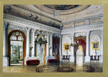 Widok Sali Antonia Wigi w Pałacu Jusupowa (Jusupowa, Jusupowa) w Petersburgu, zwanego też Pałacem Moika (Sala Antonia Wigi w Pałacu Jusupowa w Petersburgu). Grafika Wasilija Siemionowicza Sadownikowa (1800-1879). aq