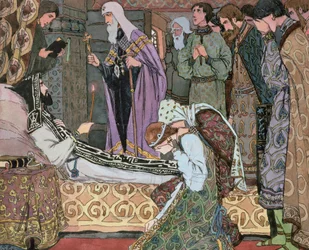 Łoże śmierci wielkiego księcia Dmitrija Don (1350-89), c.1910