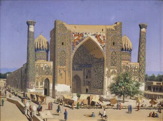 Madrasa Sherdar na placu Registan w Samarkandzie, 1869-1870