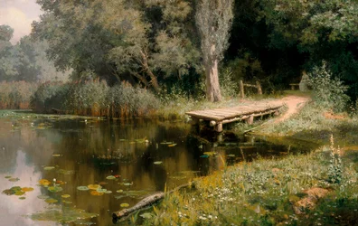 Niecka porośnięta roślinnością. Obraz Wasilija Dmitriewicza Polenowa (1844-1927)