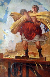 Rolnik kolektywny par Kostyanitsyn, Wasilij Nikołajewicz (1881-1940). olej na płótnie
