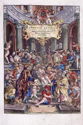 Flamandzki anatom i lekarz, Andreas Vesalius, udzielający lekcji w szkole medycznej w Brukseli, 1543