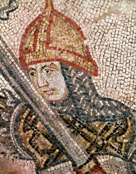 Głowa żołnierza (detal mozaiki)