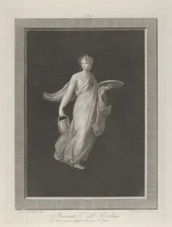Częściowo naga bachantka trzymająca w uniesionej lewej ręce dysk i wiadro w h..., ca. 1795-1820