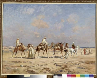 Karawana na pustyni Obraz Pierre Victor Huguet (1835-1902) Obowiązkowa wzmianka: Collection fondation faith de Provence, Marseille