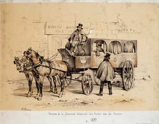 Wagon Poczty - Litografia Adama, ca. 1840