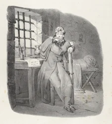 Facet. XIII: św. Pelagie! cudowny pobyt! Więzienie Sainte-Pélagie, uroczy pobyt!, 1824..