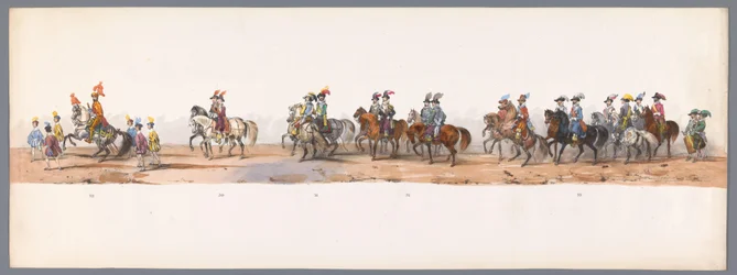 Procesja historyczna w stulecie Uniwersytetu Nauk Stosowanych w Utrechcie, 1836 (tablica 8) Podejście wojsk holenderskich do Ostendy, 3 lipca 1600, dzień po zwycięstwie pod Nieuwpoort; zgodnie z kostiumową reprezentacją podaną przez H H Student