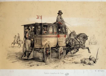 Paryski omnibus - Litografia Adama, ca. 1840