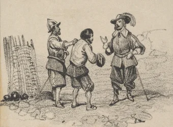 Kłótnia trzech mężczyzn, połowa XIX wieku.