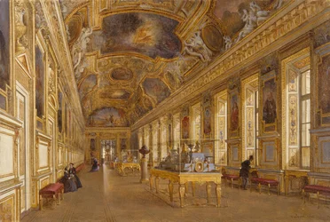 Widok na wielką galerię Apollona w Musee du Louvre (olej na płótnie)