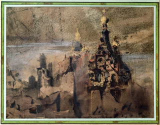 Wspomnienie Hiszpanii, 1850 (płukanie tuszem i gwasz na papierze)