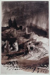 Zamek, 1878 (pióro i atrament i pranie na papierze)