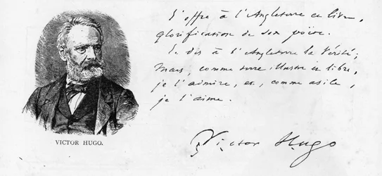 Dedykacja Victora Hugo dla Anglii jego książki o Szekspirze, c.1864