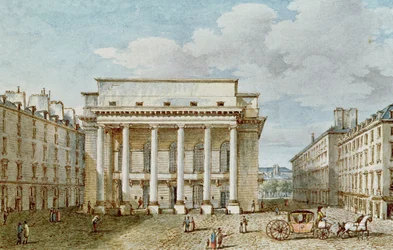 Widok na fasadę Teatru Italien (Salle Favart) (wc na papierze)