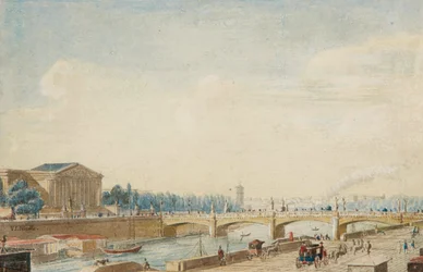 Widok na Pont de la Concorde i Palais Bourbon w Paryżu