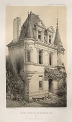 Malownicza architektura lub zabytki XV wieku. I XVI. Wieki: Chateaux de France XV i XVI wieku: Pl. 9, Stary Zamek Villeneuve (Yonne)