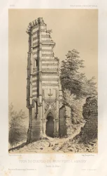 Malownicza architektura lub zabytki XV wieku. I XVI. Wieki: Chateaux de France XV i XVI wieku: Pl.3, Wieża zamku Montfort-l