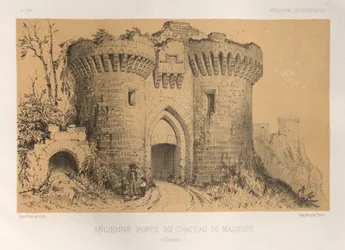 Malownicza architektura lub zabytki XV wieku. I XVI. Wieki: Chateaux Francji XV i XVI wieku: Pl.6, Stara Brama Chateau De Malmort (Correze)