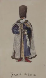 Projekt kostiumu do opery Kupiec Kałasznikow A. Rubinsteina, 1901