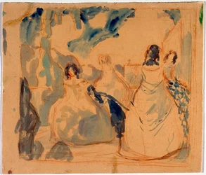 Młode kobiety na tarasie - praca Viktora (Victora) Elpidiforovicha Borisov-Musatov (Borisov Musatov) (1870-1905)