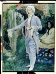 ""La wykład de poemes chevaleresques"" (Czytanie wierszy rycerskich) Tempera de Viktor (Victor) Elpidiforovich Borisov-Musatov (Borisov Musatov) (1870-1905) 1899-1900 Państwowe Muzeum Sztuki im. A. Radishcheva, Rosja Saratów