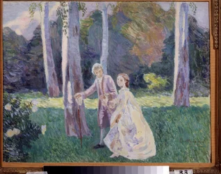 "La promenade au parc" Obraz Wiktora (Victor) Elpidiforovicha Borisov-Musatov (Borisov Musatov) (1870-1905) (symbolizm) 1901 Państwowe Muzeum Sztuki, Odessa